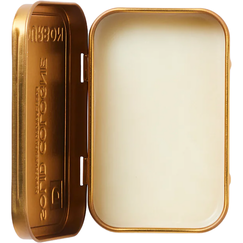 Solid Cologne, Duke Cannon Solid Cologne in Bourbon tin open