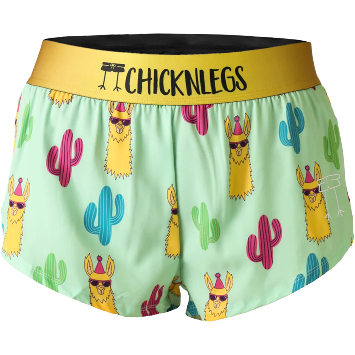 ChicknLegs Women's Split Shorts 1.5" Green Llamas