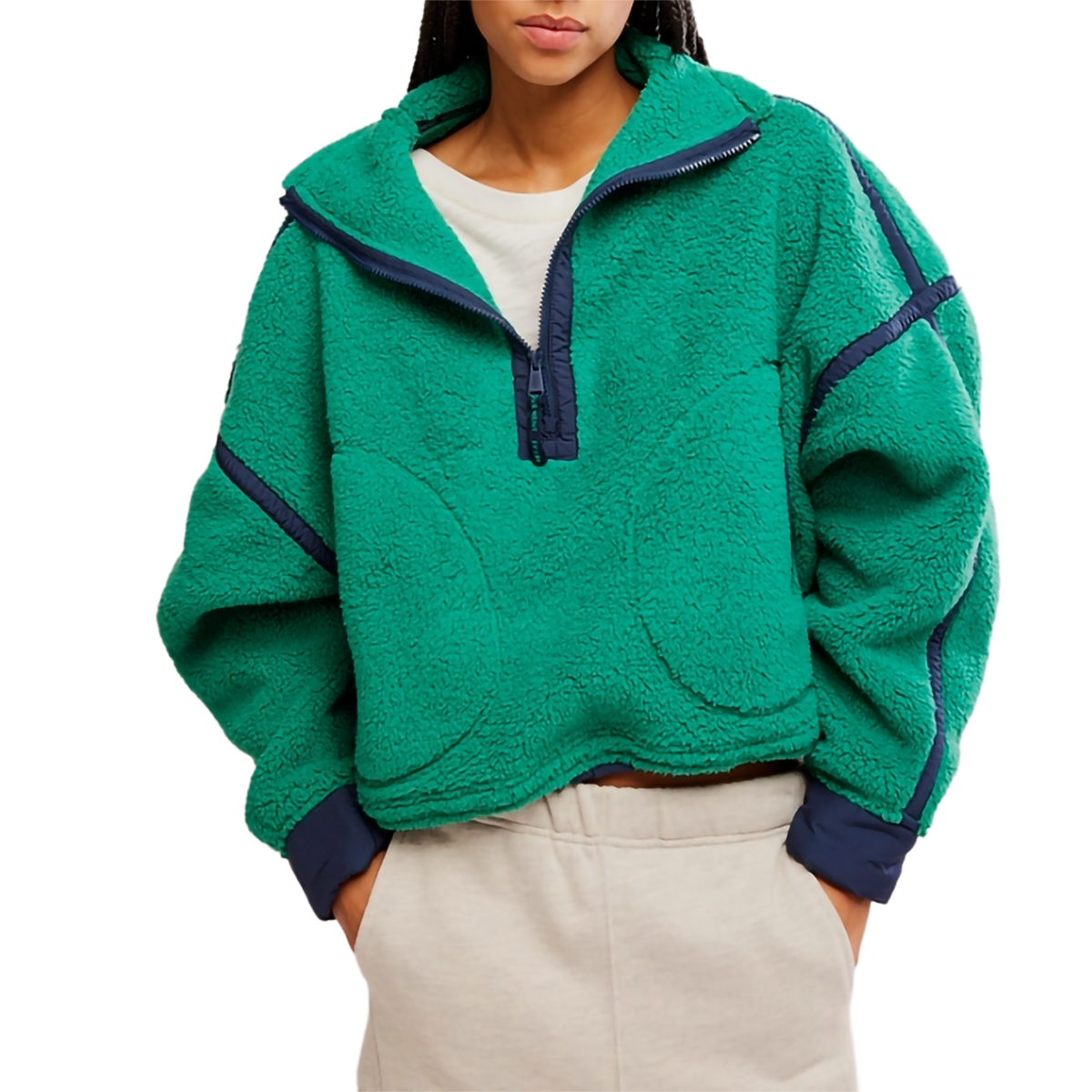 Free People Women's FPM Mountain High 1/2 Zip in 3462-Green Glow