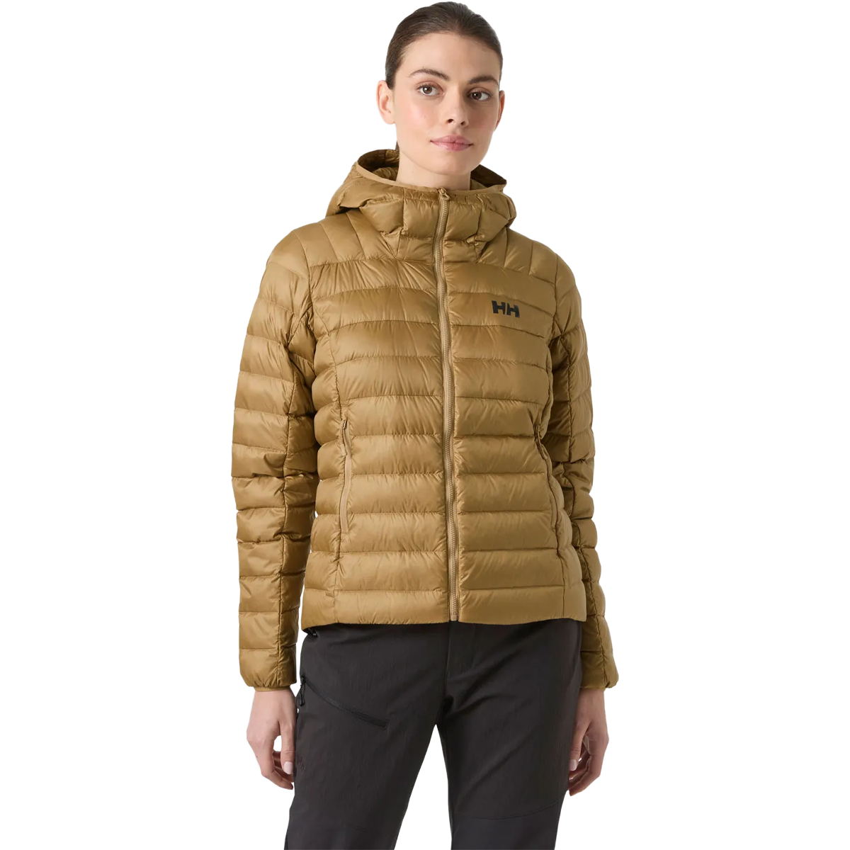 Helly Hansen Women's Verglas Hooded Down 2.0 in  Elmwood on model