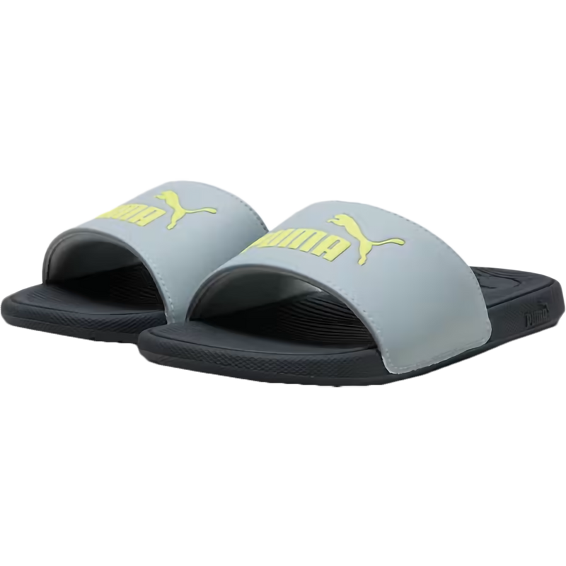 Youth Cool Cat 2.0, Puma Youth Cool Cat 2.0 in 26-Cool Mid Gray/Lime Sheen/Puma Black pair front