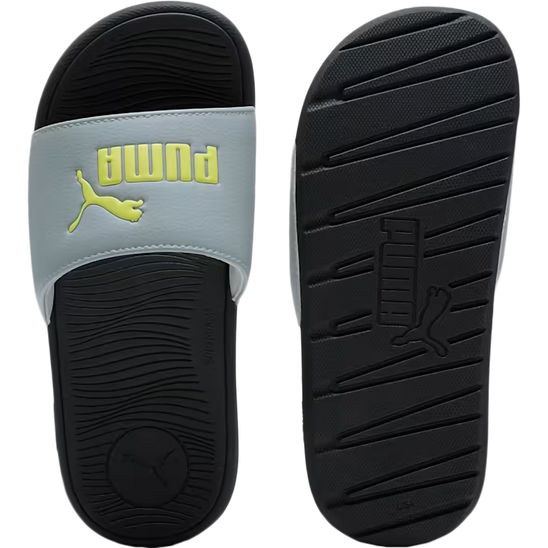 Youth Cool Cat 2.0, Puma Youth Cool Cat 2.0 in 26-Cool Mid Gray/Lime Sheen/Puma Black pair top and bottom
