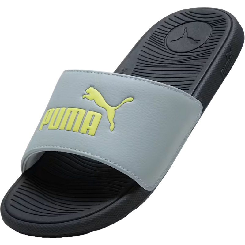 Youth Cool Cat 2.0, Puma Youth Cool Cat 2.0 in 26-Cool Mid Gray/Lime Sheen/Puma Black left front top