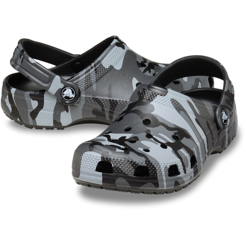 Youth Classic Graphic Clog, Crocs Youth Classic Graphic Clog in 0DD-Black/Slate Grey pair