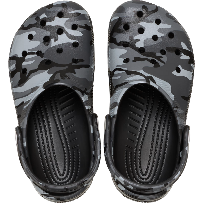 Youth Classic Graphic Clog, Crocs Youth Classic Graphic Clog in 0DD-Black/Slate Grey pair top