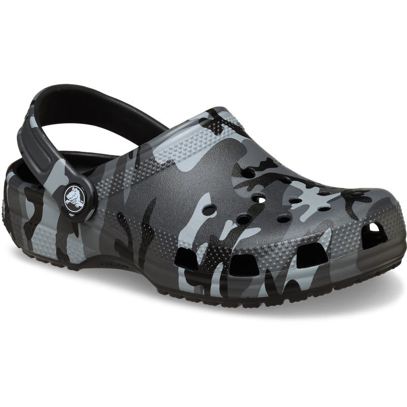 Youth Classic Graphic Clog, Crocs Youth Classic Graphic Clog in 0DD-Black/Slate Grey right front