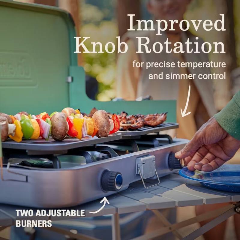 Cascade 3-In-1 Stove, Coleman Cascade 3-In-1 Stove in Green improved knobs