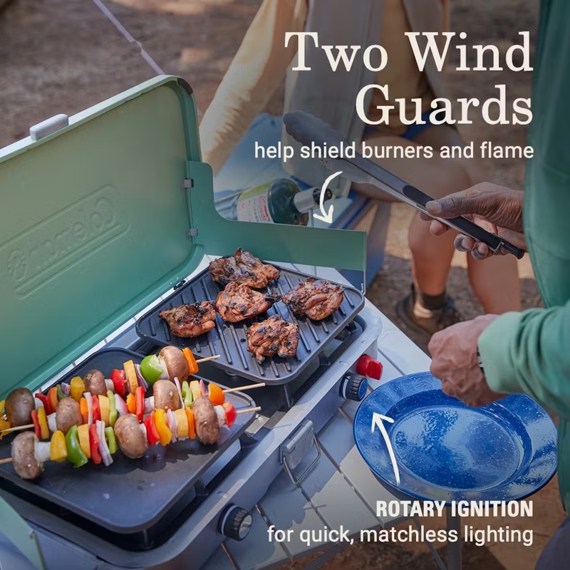 Cascade 3-In-1 Stove, Coleman Cascade 3-In-1 Stove in Green wind guards