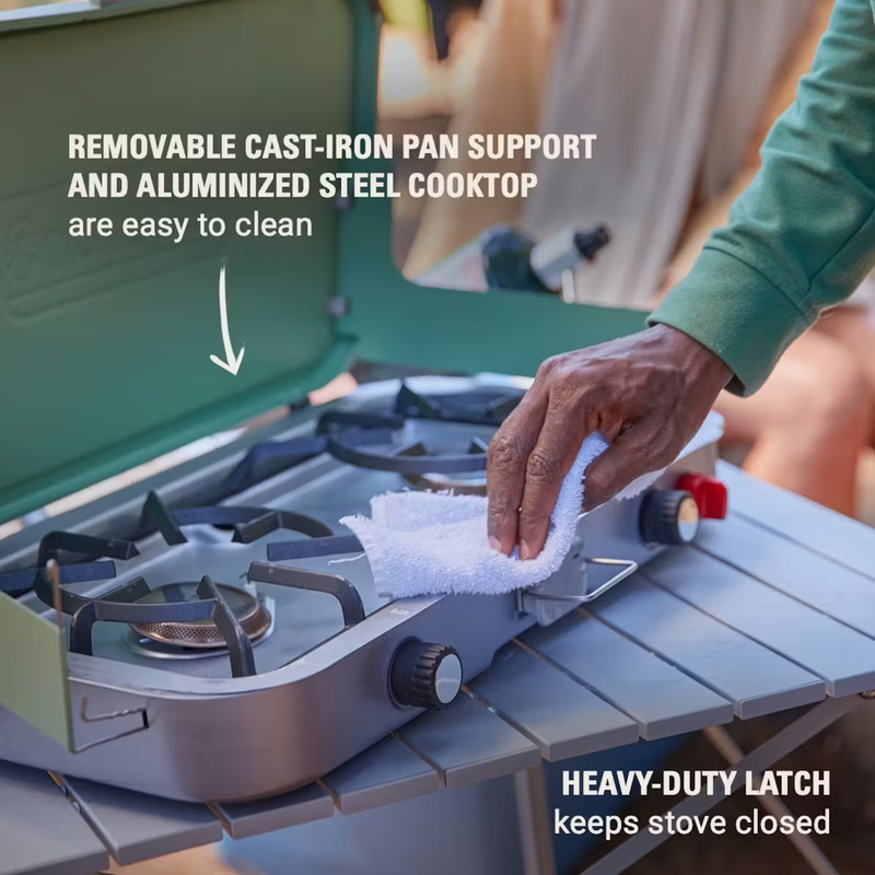 Cascade 3-In-1 Stove, Coleman Cascade 3-In-1 Stove in Green latch