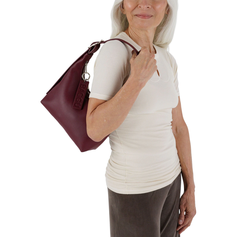 Mini Recycled Leather Shoulder Bag, BAGGU Mini Recycled Leather Shoulder Bag with model