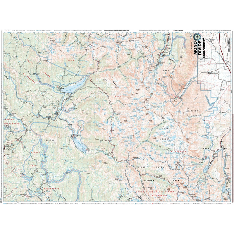 Mono Divide High Country, Tom Harrison Maps Mono Divide High Country detail