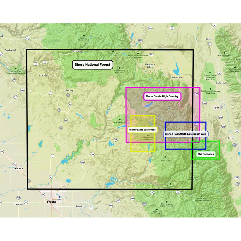 Mono Divide High Country, Tom Harrison Maps Mono Divide High Country coverage area