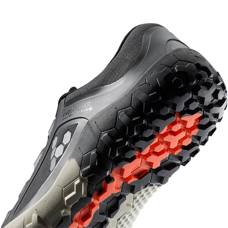 Men's Primus Trail 3 All Weather FG, VivoBareFoot Men's Primus Trail 3 All Weather FG in Obsidian bottom heel