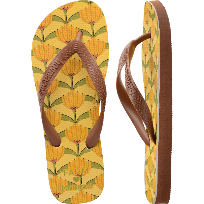 Women's FARM Rio Banana Deco Top Sandal, Havaianas Women's Farm Banana Deco Sandal Pair Top and Side