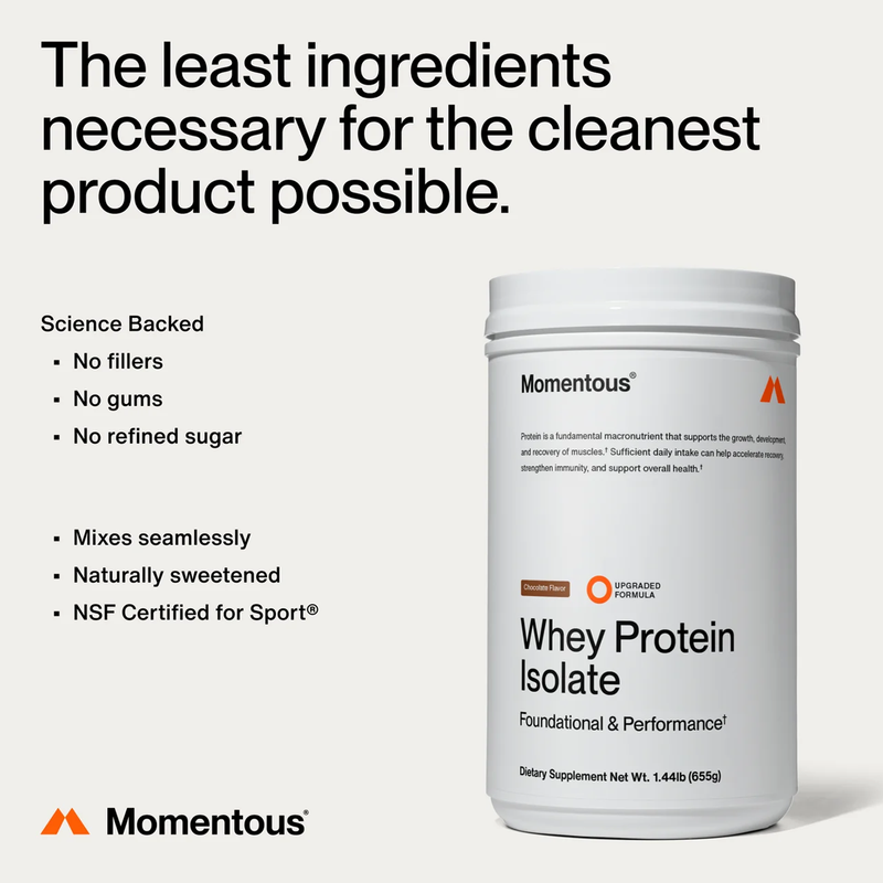 Whey Protein Isolate (25 Servings), Momentous Grass-Fed Whey Protein Isolate Powder clean ingredients