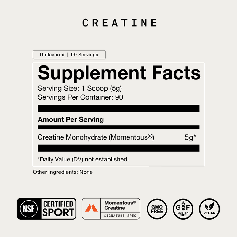 Creatine (90 Servings), Momentous Creatine (90 Servings) Nutrition Facts