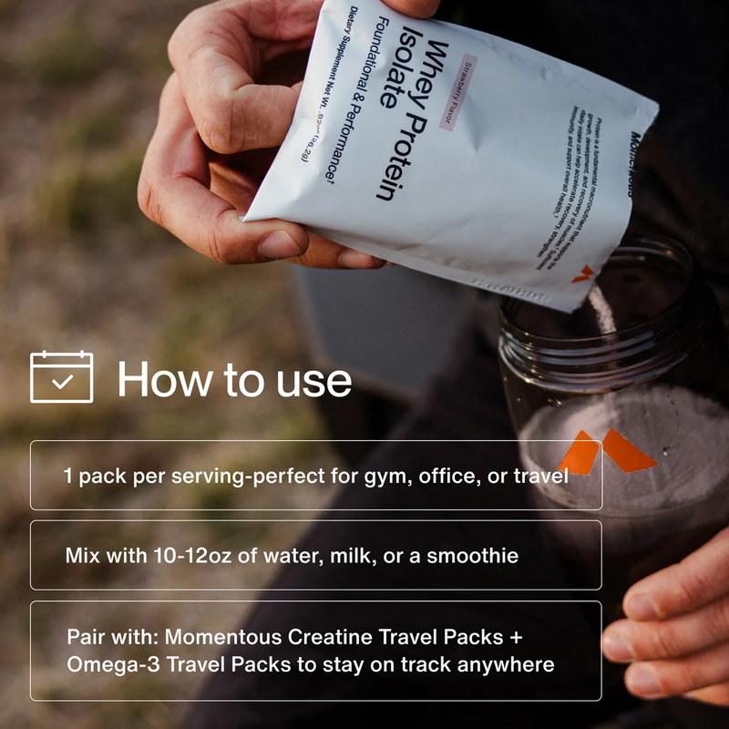 Whey Protein Isolate (Single Serving), Momentous Grass-Fed Whey Protein (10 Travel Packs) how to use