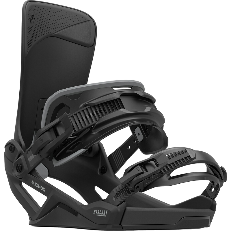 Jones Snowboards Mercury FASE Demo Snowboard Bindings, Jones Snowboards Mercury Fase in Eclipse Black front right