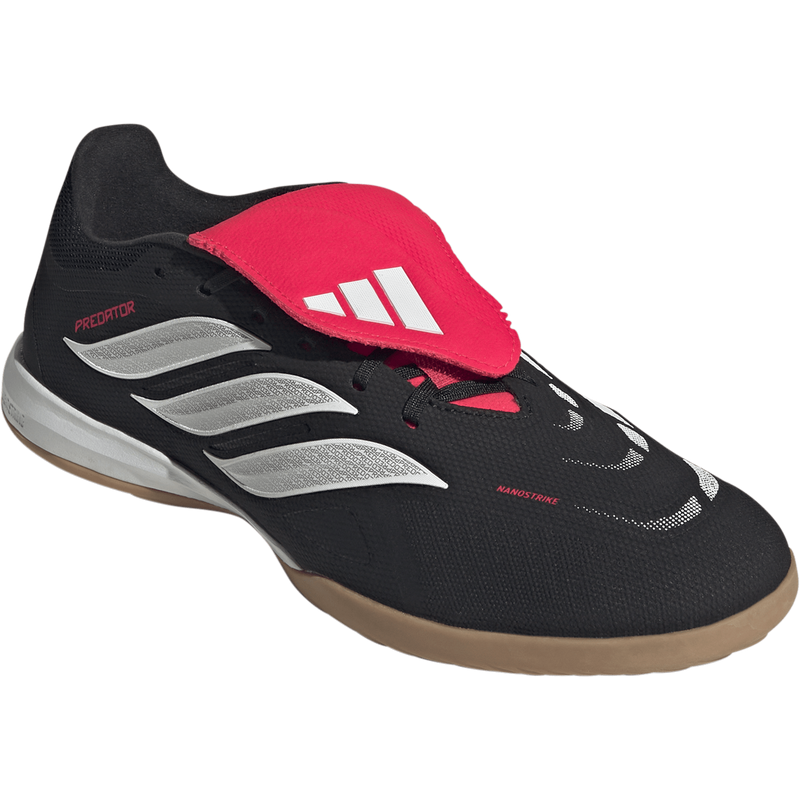 Predator League Fold-Over Tongue Indoor, Adidas Predator League Fold-Over Tongue Indoor in Core Black/White/Lucid Red right front