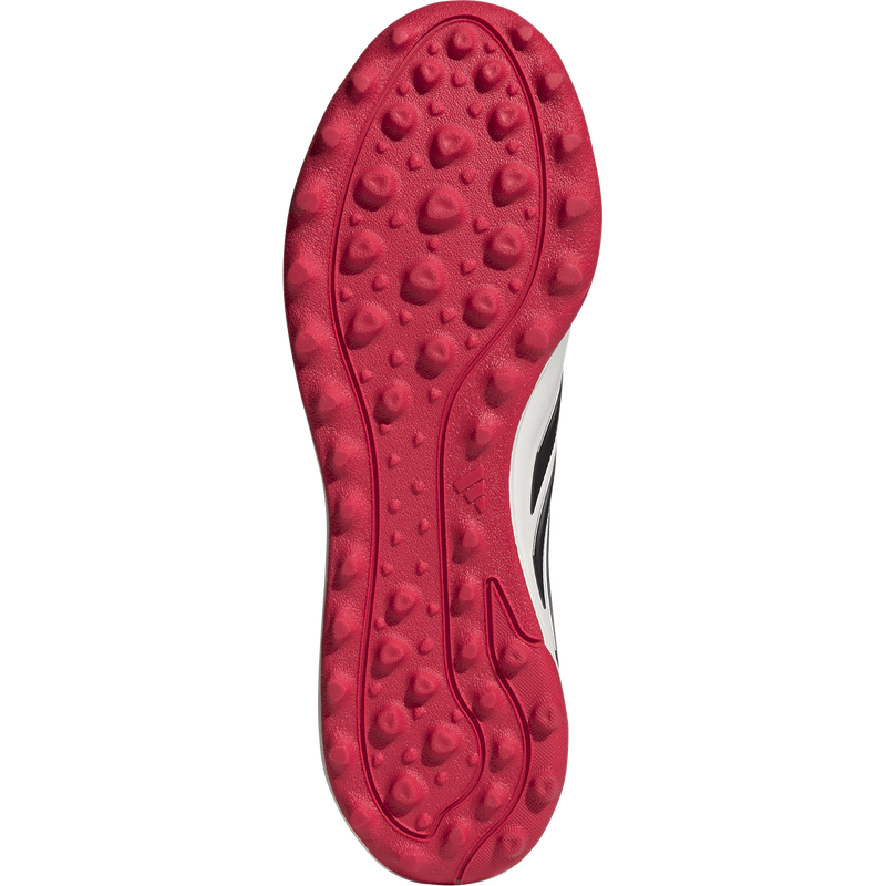 Copa Pure IV League Turf, Adidas Copa Pure IV League Turf in Zero Metalic/Core Black/Lucid Red bottom of right shoe