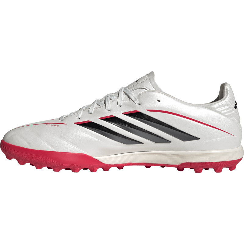 Copa Pure IV League Turf, Adidas Copa Pure IV League Turf in Zero Metalic/Core Black/Lucid Red inside right profile