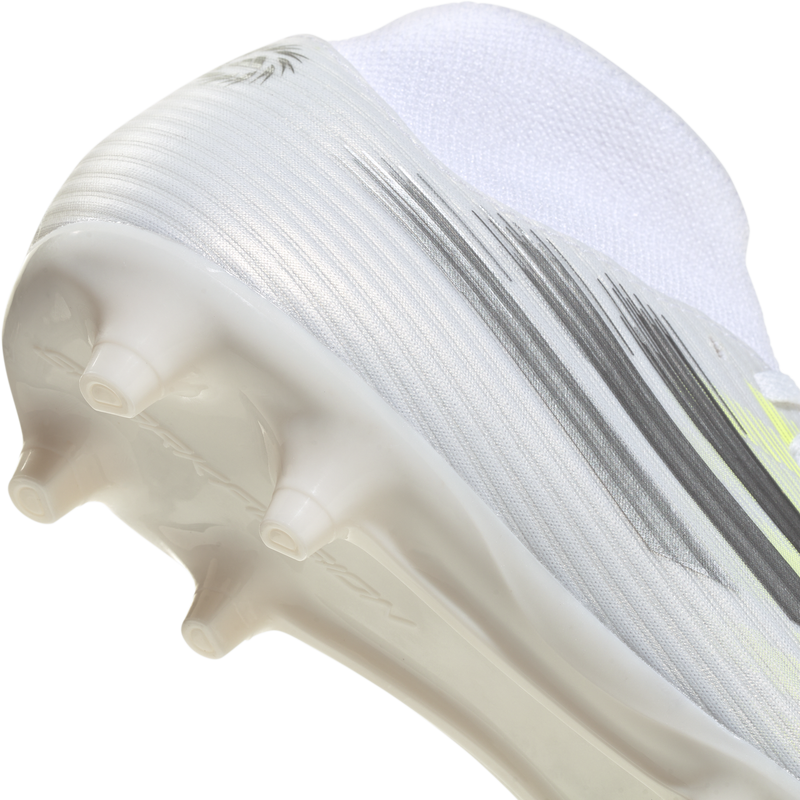 Women's F50 Sparkfusion Club FG/AG, Adidas Women's F50 Sparkfusion Club FG/AG in White/Iron Metallic/Hi-Res Yellow heel