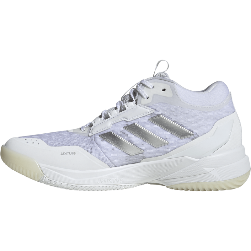 Women's Crazyflight 6 Mid, Adidas Women's Crazyflight 6 Mid in White/Silver Metallic/Core Black inside right profile
