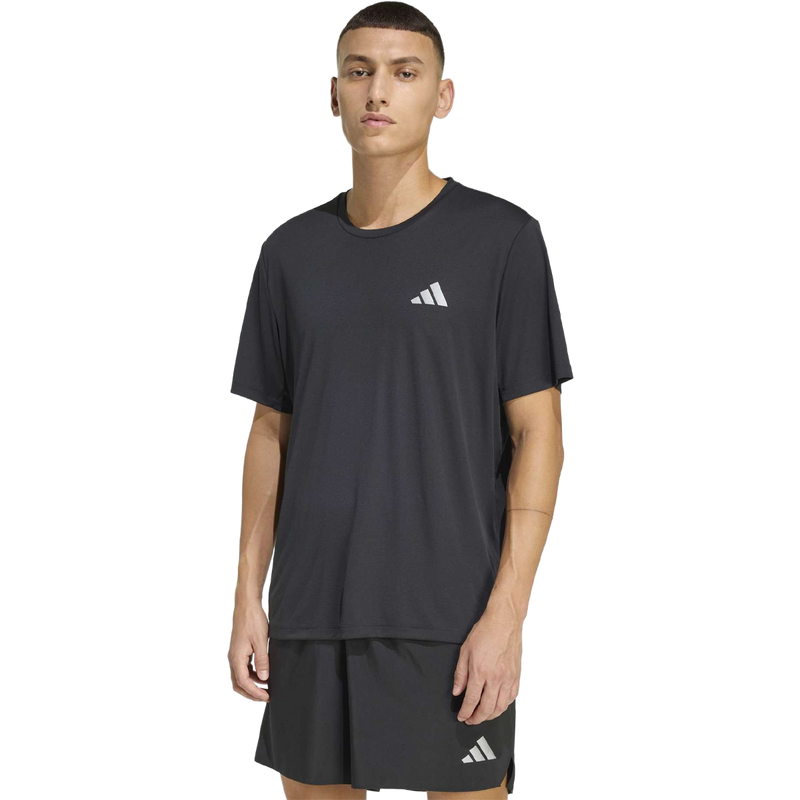 Men's Run Essentials Tee, Adidas Men's Run Essentials Tee in Black on model