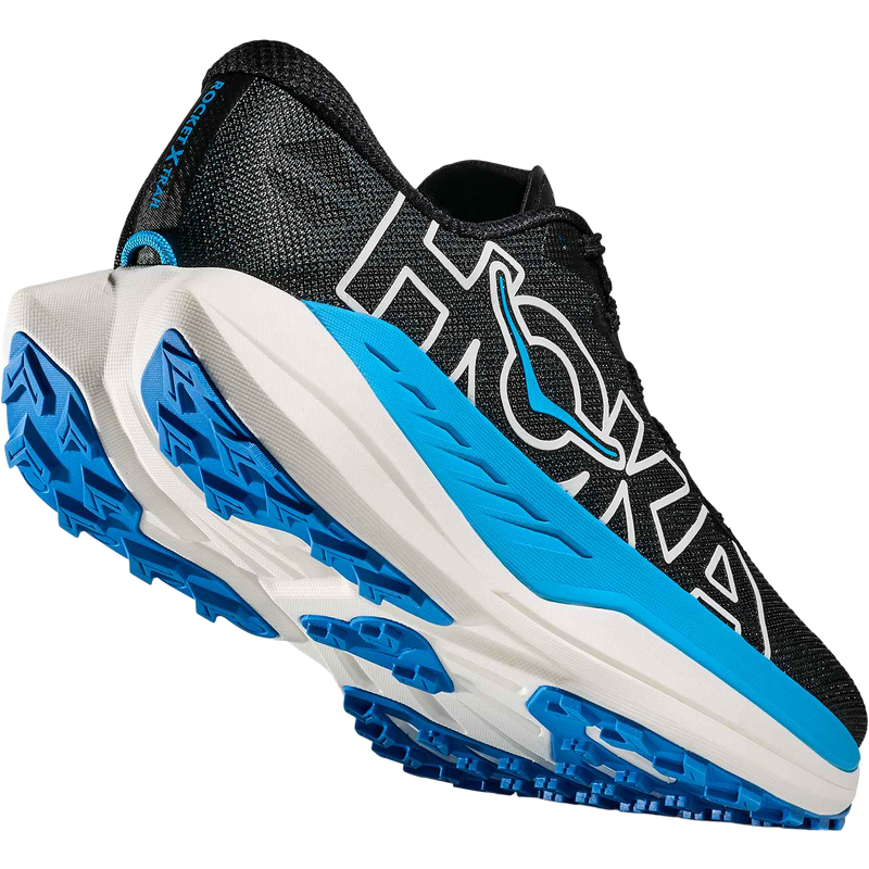 Women's Rocket X Trail, Hoka Women's Rocket X Trail in BKSK-Black/Skyward Blue back right