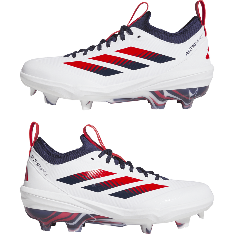 Adizero Impact TPU 2.0 USA, Adidas Adizero Impact TPU 2.0 USA in White/Red/Blue pair outside profiles