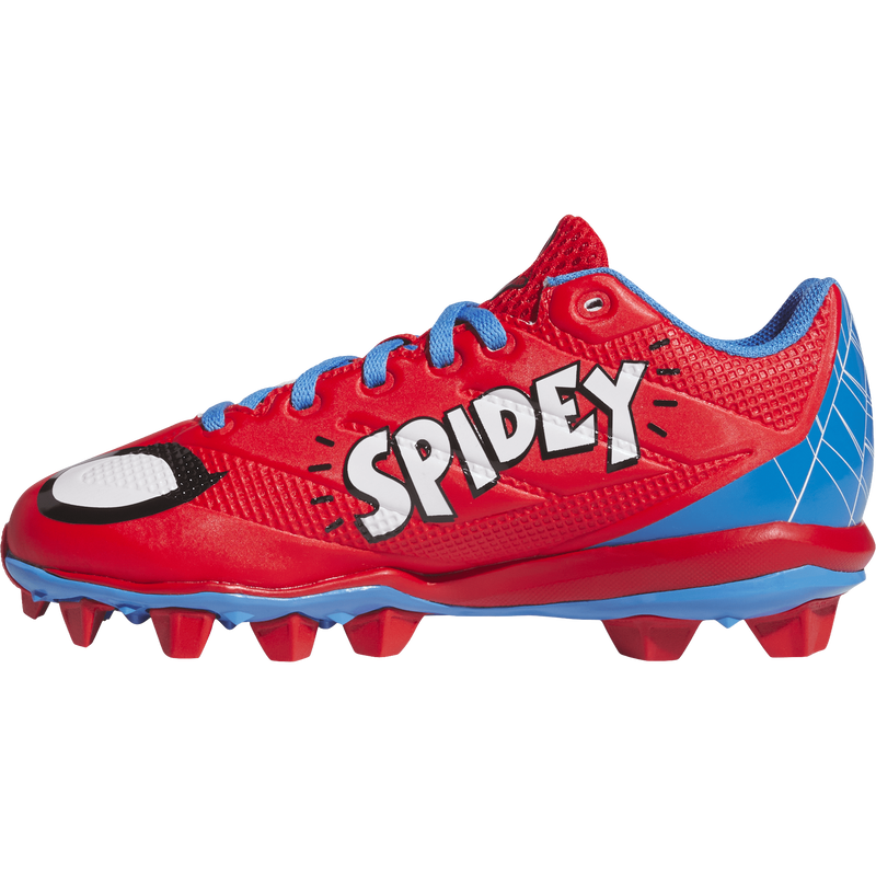 Youth Adizero Impact 2.0 MD Spider-Man, Adidas Youth Adizero Impact 2.0 MD Spider-Man in Red/White/Blue inside right profile