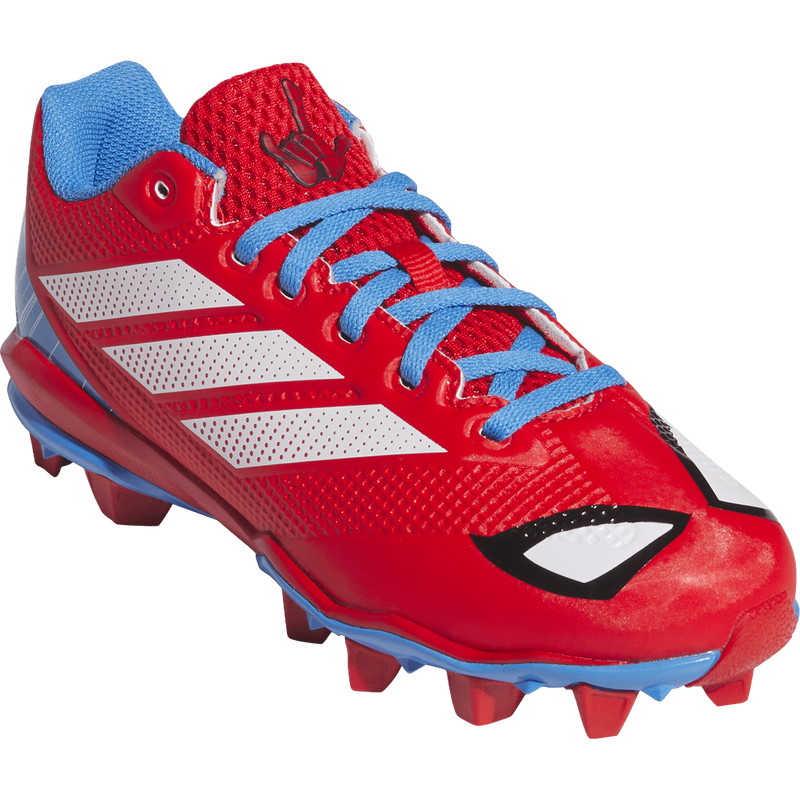 Youth Adizero Impact 2.0 MD Spider-Man, Adidas Youth Adizero Impact 2.0 MD Spider-Man in Red/White/Blue right front