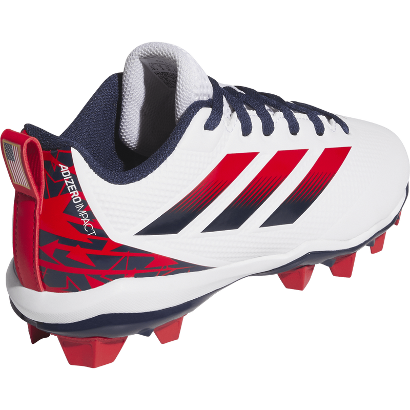 Youth Adizero Impact MD USA, Adidas Youth Adizero Impact MD USA in White/Blue/Red right rear