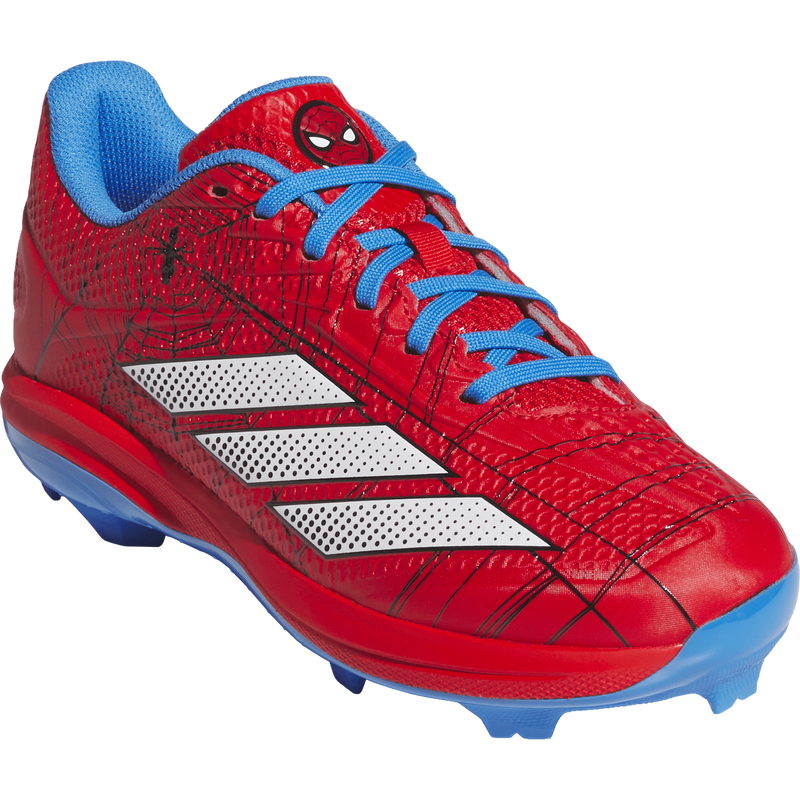 Youth Adizero Electric 2.0 TPU Spider-Man, Adidas Youth Adizero Electric 2.0 TPU Spider-Man in Red/White/Blue right front