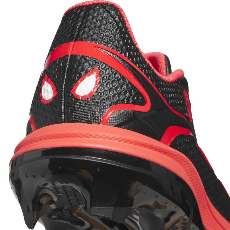 Youth Adizero Electric 2.0 TPU Miles Morales, Adidas Youth Adizero Electric 2.0 TPU Miles Morales in Black/Red right profile heel back