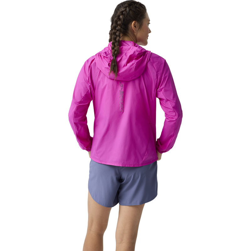 Women's Canopy Packable Jacket, Brooks Women's Canopy Packable Jacket in 588-Magenta back