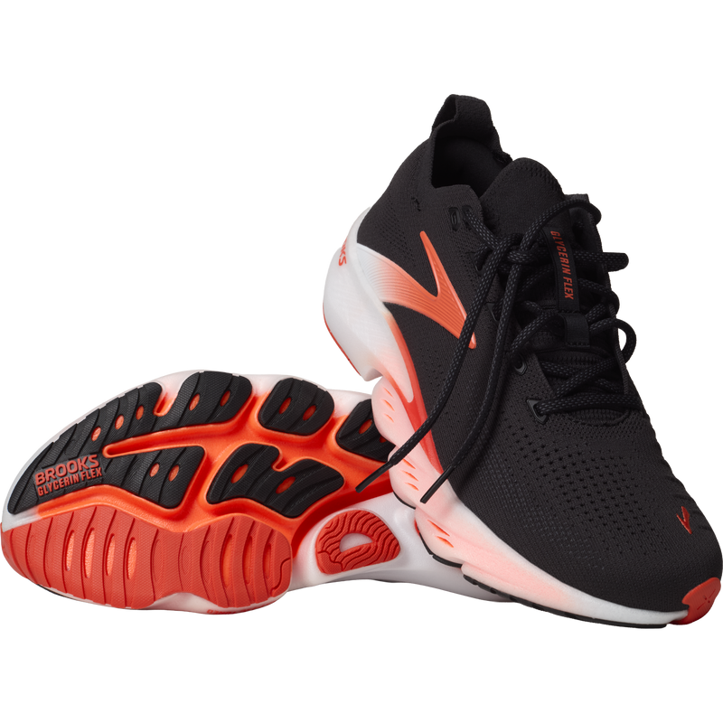 Men's Glycerin Flex, Brooks Men's Glycerin Flex in 023-Black/Orange pair top and bottom