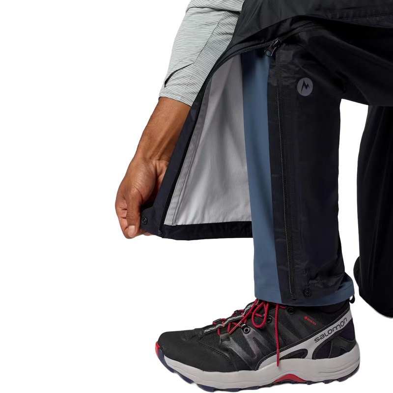 Men's PreCip Evo Full Zip Pant, Marmot Men's PreCip Evo Full Zip Pant in 001-Black leg zipper