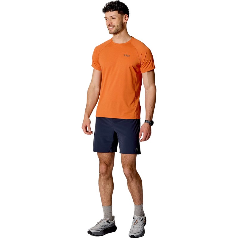 Men's Sonic Tee, Rab Men's Sonic Tee in dark melba on model