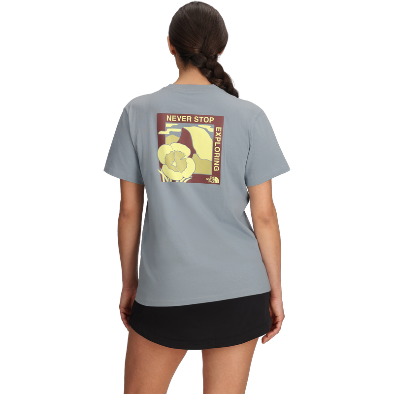 Women's Wildflower Trails Relaxed Short Sleeve Tee, The North Face Women's Wildflower Trails Relaxed Short Sleeve Tee Back on Model