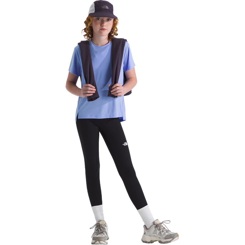 Youth Flex Short Sleeve Tee, The North Face Youth Flex Short Sleeve Tee in periwinkle glow full body view on model
