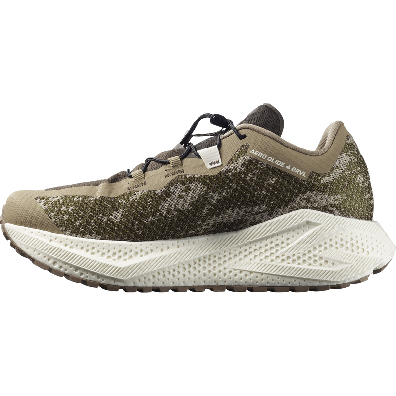 Men's Aero Glide 4 Grvl, Salomon Men's Aero Glide 4 Grvl in Safari/Vanilla Ice/Earth inside profile of right shoe