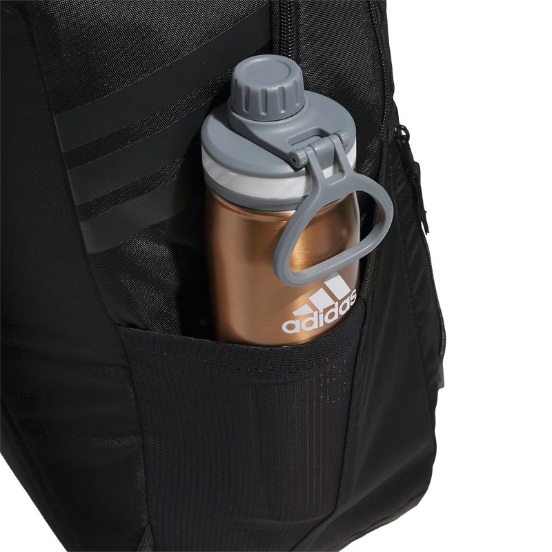 Stadium Ball Bag, Adidas Stadium Ball Bag in Black/White with water bottle 