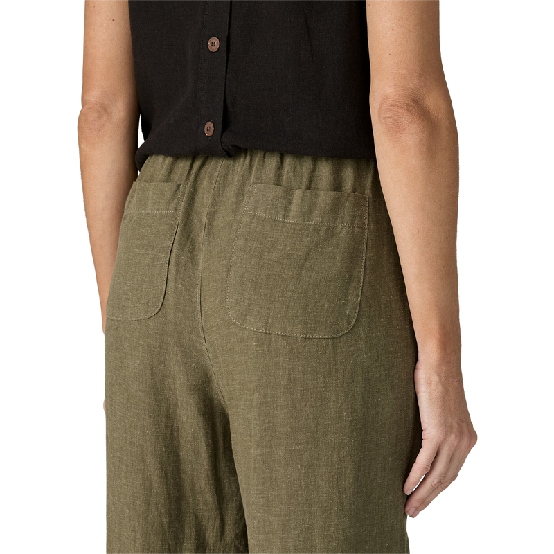 Women's Garden Island Pants, Patagonia Women's Garden Island Pants in rock green back side with pocket detail on model