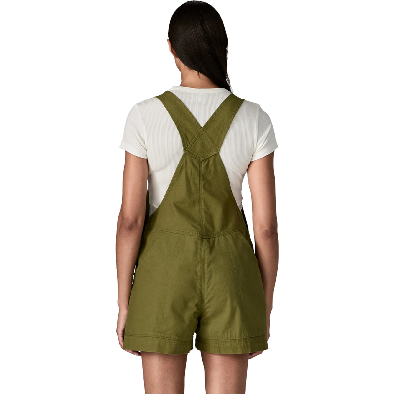 Women's Stand Up Overalls 5", Patagonia Women's Stand Up Overalls 5" in Caper Green back side on model
