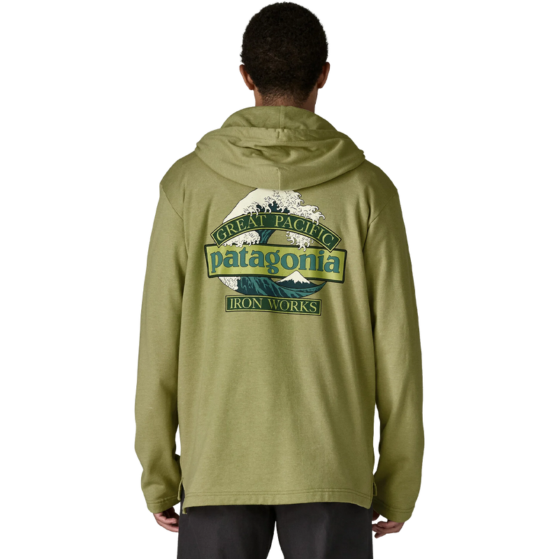 Men's Lightweight Great Waves Wildrise Hoody, Patagonia Men's Lightweight Great Waves Wildrise Hoody back on model