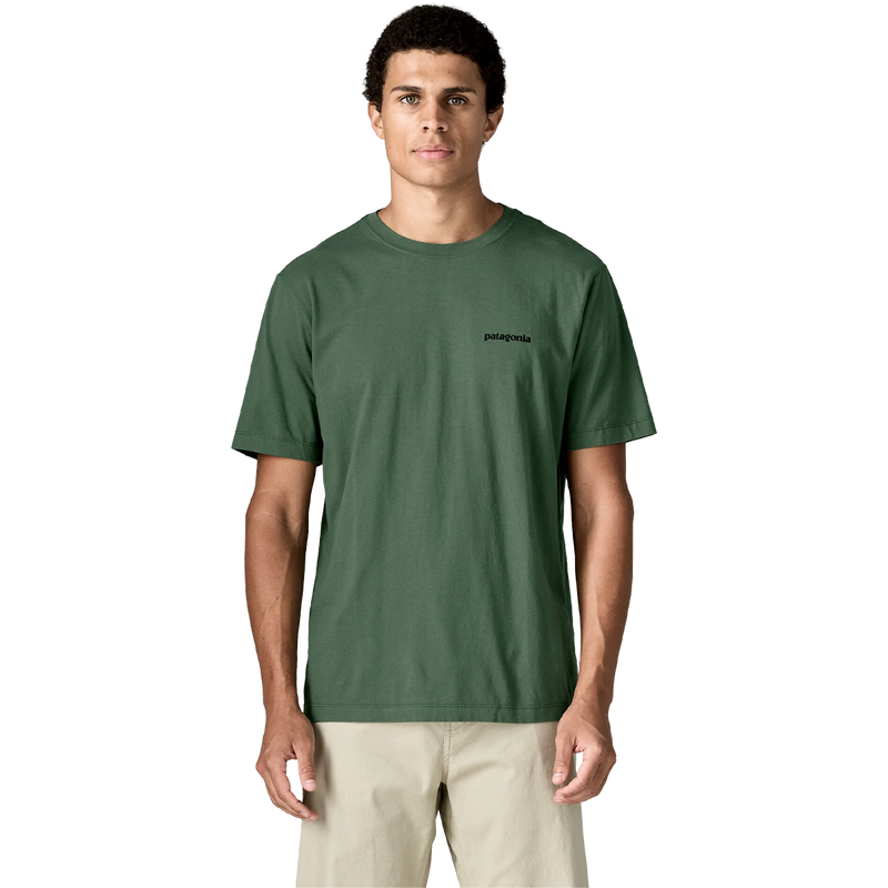 Men's P-6 Logo Shirt, Patagonia Men's P-6 Logo Shirt in Canopy Green on model