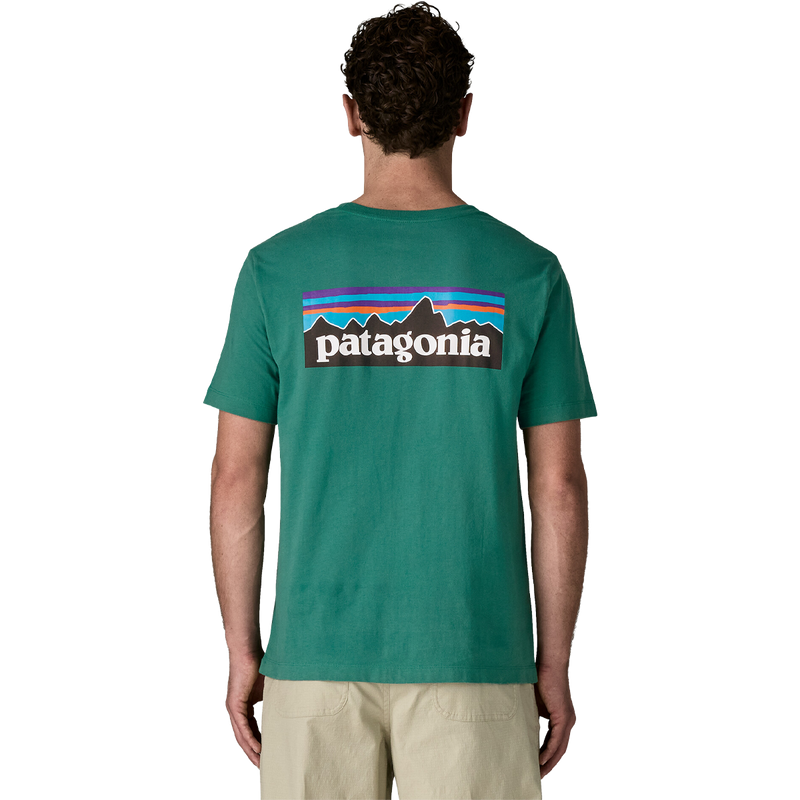 Men's P-6 Logo Shirt, Patagonia Men's P-6 Logo T-Shirt back on model