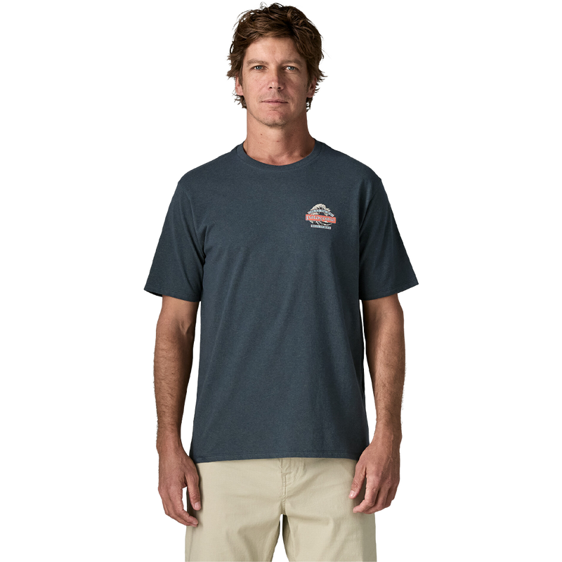 Men's Great Waves Responsibili-Tee, Patagonia Men's Great Waves Responsibili-Tee in Summit Blue on model