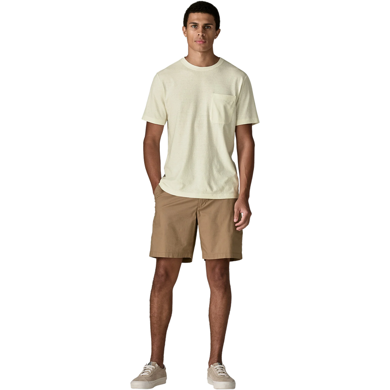 Men's Trail Harbor Pocket Tee, Men's Patagonia Trail Harbor Pocket Tee in Birch White full body on model